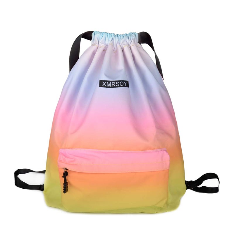 XMRSOY Gym Drawstring Backpack Water Resistant String Bag Nylon Cinch Sport Bag Sackpack - Image 1